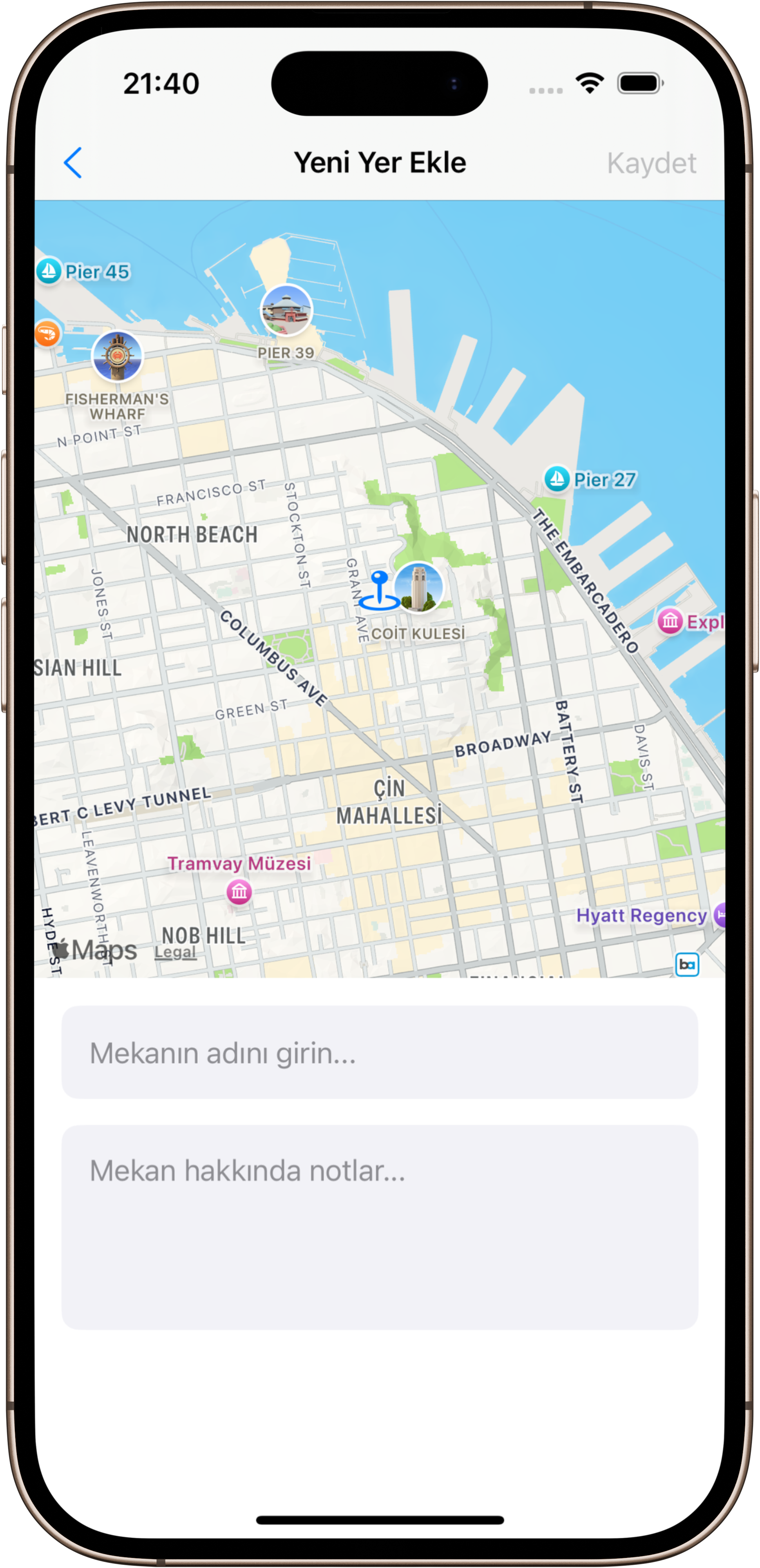 Travel Book harita ekranı